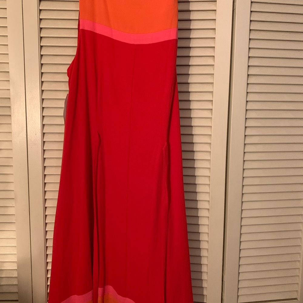 Signature by Robbie Bee Red and Orange Asymmetrical Dress